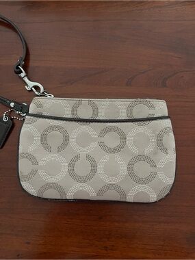 Coach Neutral Taupe/Brown Patterned Wristlet